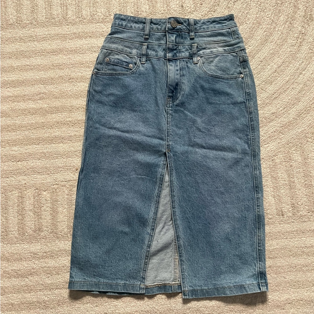 AFRM Light Blue Denim Skirt